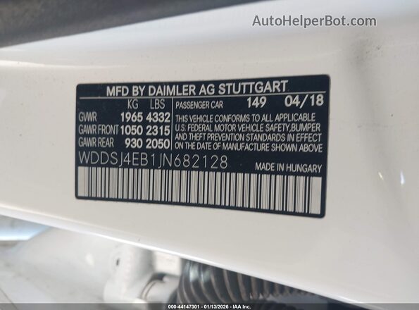 WDDSJ4EB1JN682128 2018 MERCEDES-BENZ CLA 250 White Engine compartment view