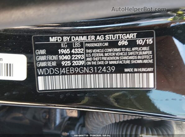 WDDSJ4EB9GN312439 2016 MERCEDES-BENZ CLA 250 Black ძრავის განყოფილების ხედი
