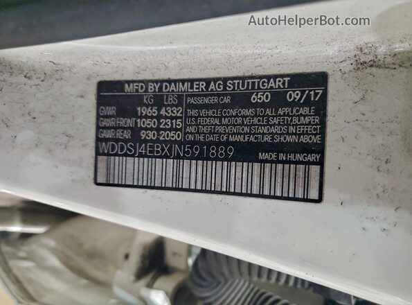 WDDSJ4EBXJN591889 2018 MERCEDES-BENZ CLA-CLASS White Вид підкапотного простору