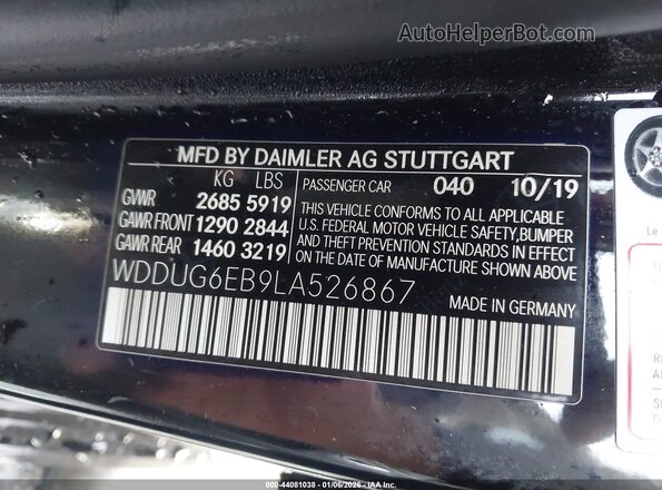 WDDUG6EB9LA526867 2020 MERCEDES-BENZ S-CLASS Black Widok komory silnika