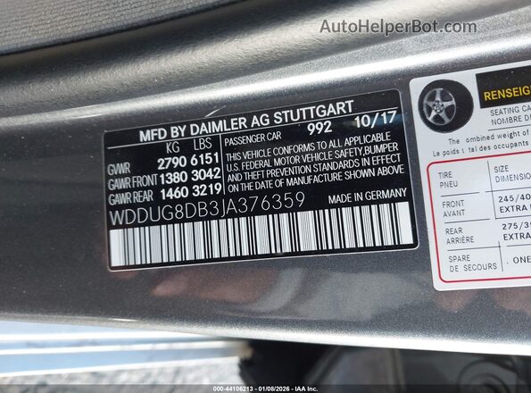 WDDUG8DB3JA376359 2018 MERCEDES-BENZ S-CLASS Gray Engine compartment view