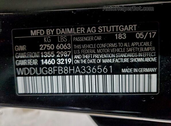 WDDUG8FB8HA336561 2017 MERCEDES-BENZ S Черный Вид наклейки с VIN-кодом
