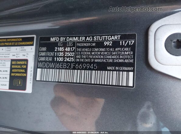 WDDWJ6EB2JF669945 2018 MERCEDES-BENZ AMG C 43 Серый Вид подкапотного пространства