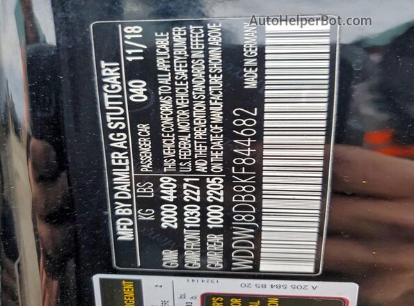 WDDWJ8DB8KF844682 2019 MERCEDES-BENZ C Черный Вид подкапотного пространства