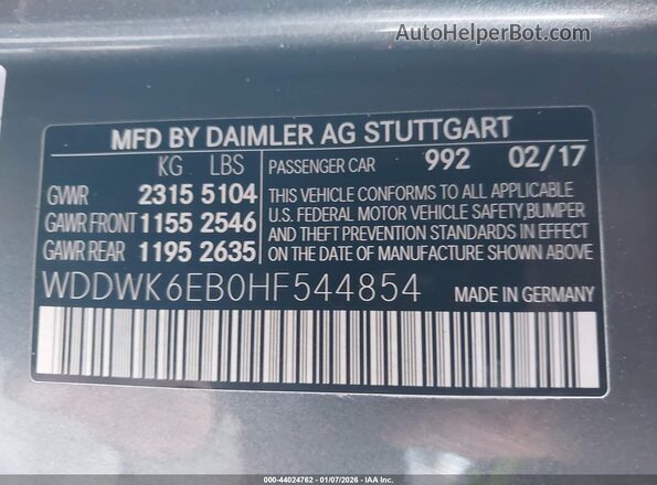 WDDWK6EB0HF544854 2017 MERCEDES-BENZ AMG C 43 Серый Вид подкапотного пространства