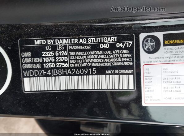 WDDZF4JB8HA260915 2017 MERCEDES-BENZ E-CLASS Черный Вид подкапотного пространства