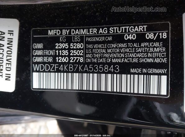 WDDZF4KB7KA535843 2019 MERCEDES-BENZ E-CLASS Black Շարժիչի բաժամունքի տեսք