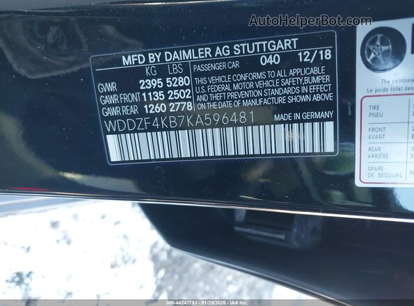 WDDZF4KB7KA596481 2019 MERCEDES-BENZ E-CLASS Black Engine compartment view