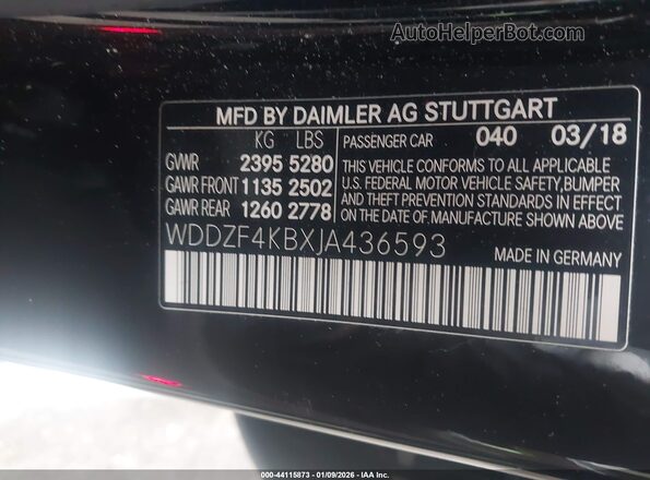WDDZF4KBXJA436593 2018 MERCEDES-BENZ E-CLASS Черный Вид подкапотного пространства