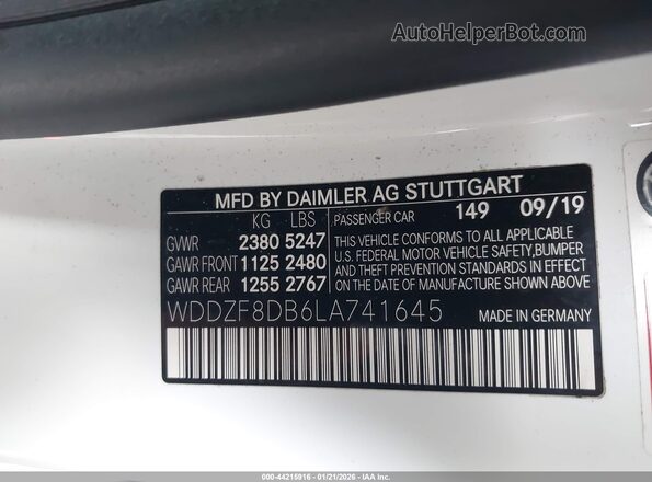 WDDZF8DB6LA741645 2020 MERCEDES-BENZ E-CLASS Белый Вид подкапотного пространства