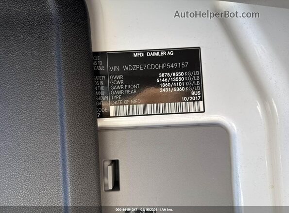 WDZPE7CD0HP549157 2017 MERCEDES-BENZ SPRINTER Silver ძრავის განყოფილების ხედი