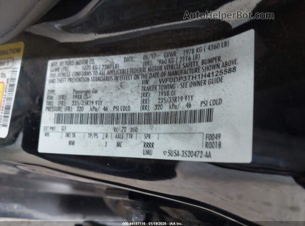 WF0DP3TH1H4125588 2017 FORD FOCUS RS Black ძრავის განყოფილების ხედი