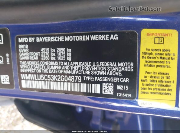 WMWLU5C53K2G04879 2019 MINI CLUBMAN Синий Вид подкапотного пространства