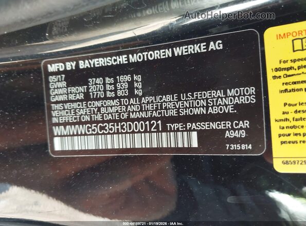 WMWWG5C35H3D00121 2017 MINI CONVERTIBLE Черный Вид подкапотного пространства