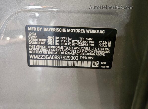 WMZ23GA08S7S29303 2025 MINI COUNTRYMAN Серебряный Вид наклейки с VIN-кодом