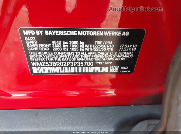 WMZ53BR02P3P35700 2023 MINI COUNTRYMAN Red Vista del compartimento del motor