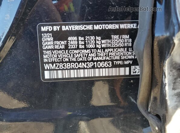 WMZ83BR04N3P10663 2022 MINI COOPER Синий Вид наклейки с VIN-кодом