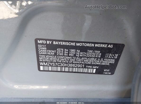 WMZYS7C30H3B62901 2017 MINI COUNTRYMAN Серый Вид подкапотного пространства
