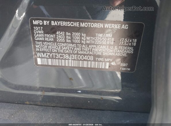 WMZYT3C38J3E00408 2018 MINI COUNTRYMAN Черный Вид подкапотного пространства