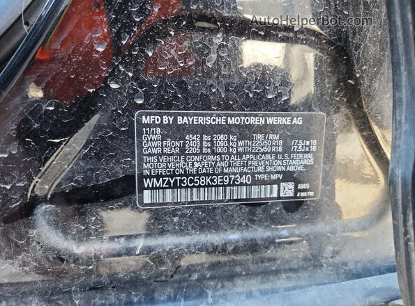 WMZYT3C58K3E97340 2019 MINI COOPER Black Widok naklejki z numerem VIN