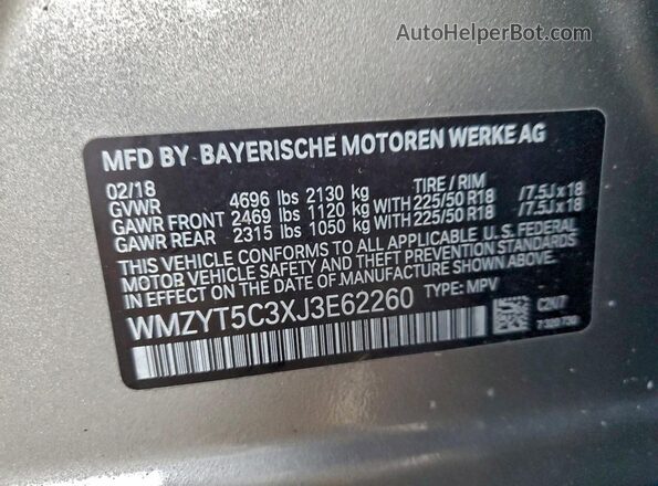WMZYT5C3XJ3E62260 2018 MINI COOPER Серебряный Вид подкапотного пространства