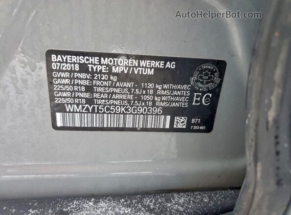 WMZYT5C59K3G90396 2019 MINI COOPER Серый Вид наклейки с VIN-кодом