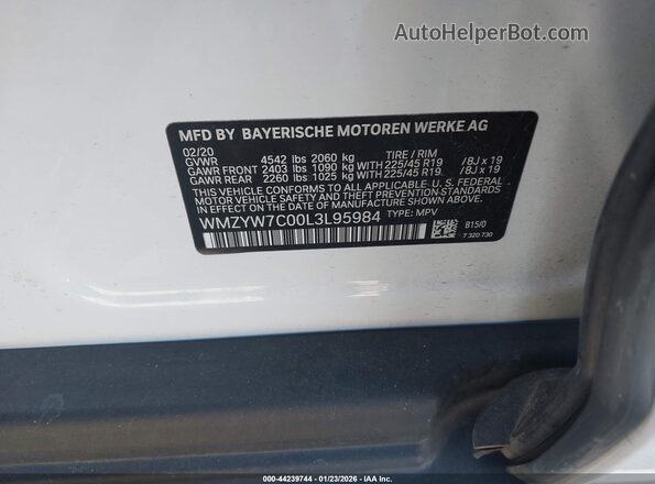 WMZYW7C00L3L95984 2020 MINI COUNTRYMAN Белый 