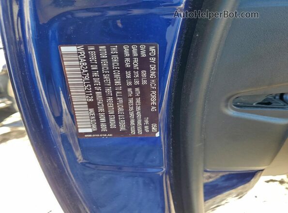 WP0AB2A79LL140699 2020 PORSCHE PANAMERA Синий Вид наклейки с VIN-кодом