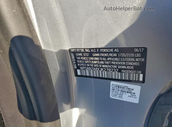 WP0AB2A8XJK278232 2018 PORSCHE CAYMAN Серебряный Вид подкапотного пространства