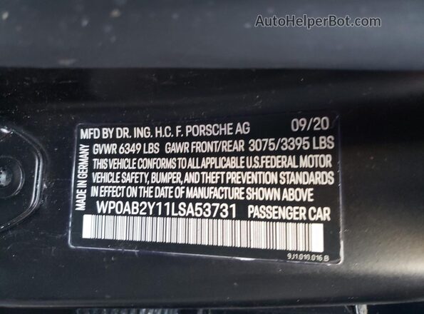 WP0AB2Y11LSA53731 2020 PORSCHE TAYCAN Черный Вид подкапотного пространства