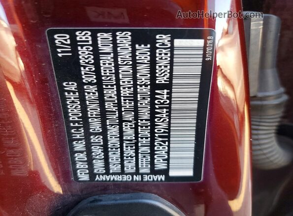 WP0AB2Y19MSA41344 2021 PORSCHE TAYCAN Burgundy Вид підкапотного простору