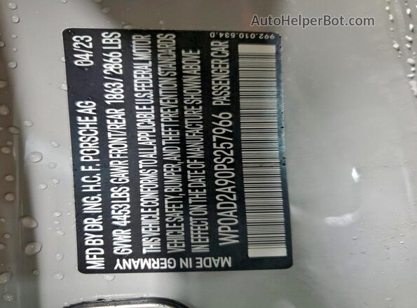 WP0AD2A90PS257966 2023 PORSCHE 911 Gray Widok komory silnika