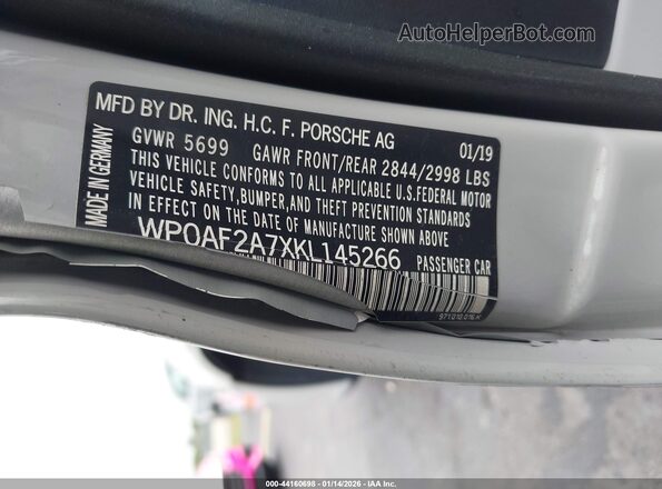 WP0AF2A7XKL145266 2019 PORSCHE PANAMERA Серый Вид подкапотного пространства