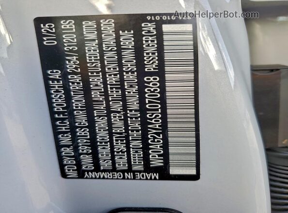 WP0AG2YA6SL070368 2025 PORSCHE PANAMERA Серый Вид подкапотного пространства