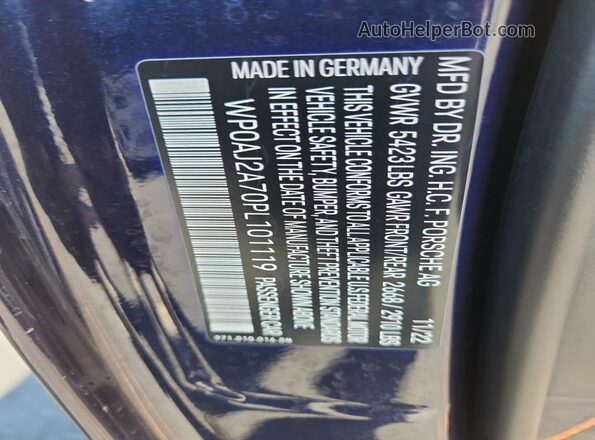 WP0AJ2A70PL101119 2023 PORSCHE PANAMERA Синий Вид подкапотного пространства