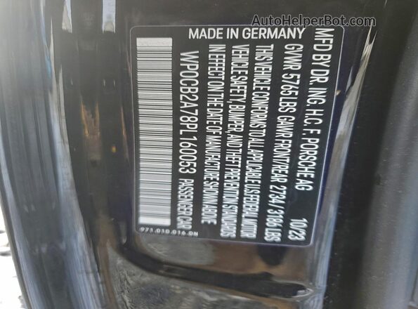 WP0CB2A78PL160053 2023 PORSCHE PANAMERA Black Vista del compartimento del motor