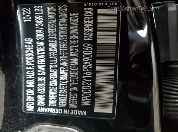 WP0CD2Y16PSA90069 2023 PORSCHE TAYCAN Черный Вид подкапотного пространства