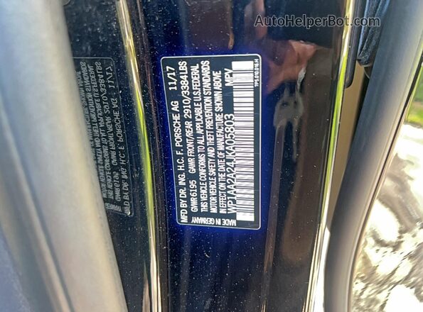 WP1AA2A24JKA05803 2018 PORSCHE CAYENNE Черный Вид задних сидений