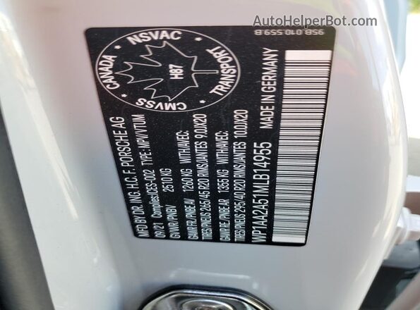 WP1AA2A51MLB14955 2021 PORSCHE MACAN Gray Вид підкапотного простору