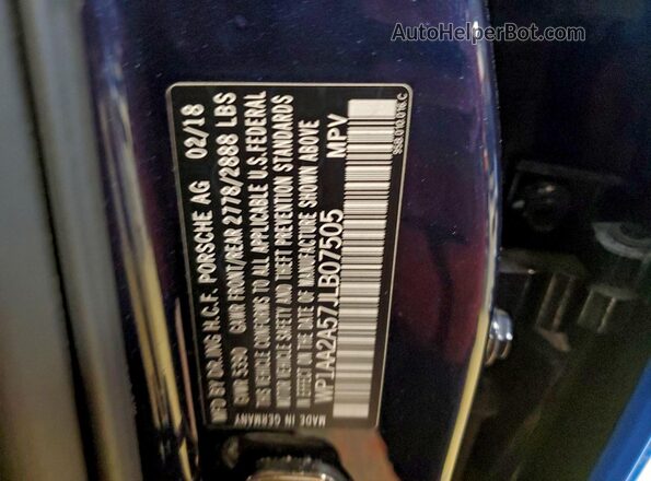 WP1AA2A57JLB07505 2018 PORSCHE MACAN Синий Вид подкапотного пространства