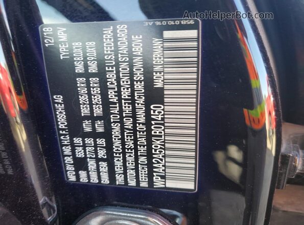 WP1AA2A59KLB01450 2019 PORSCHE MACAN Черный Вид подкапотного пространства