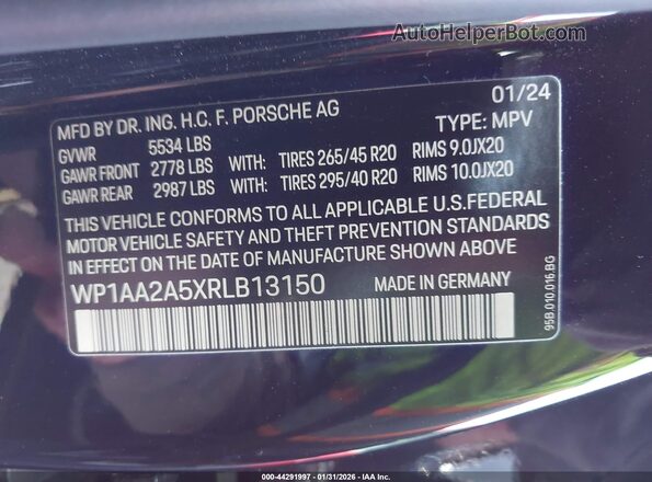 WP1AA2A5XRLB13150 2024 PORSCHE MACAN Черный Вид подкапотного пространства