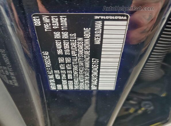 WP1AA2AY3MDA05157 2021 PORSCHE CAYENNE Blue Вид підкапотного простору