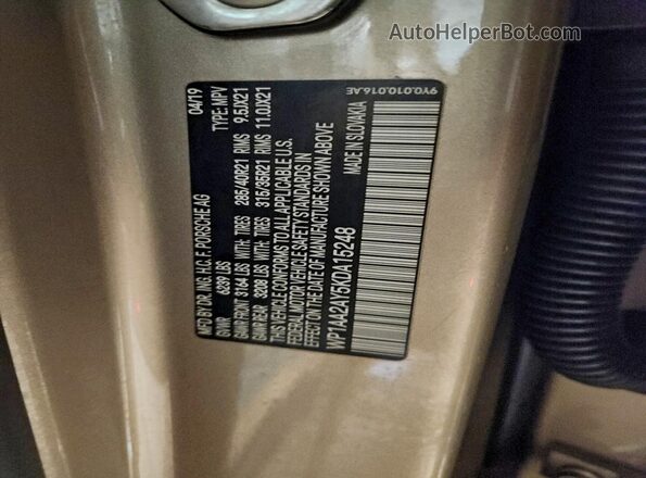 WP1AA2AY5KDA15248 2019 PORSCHE CAYENNE Желто-коричневый Панорамный вид салона 360°