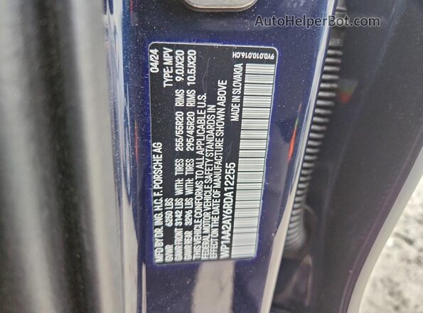 WP1AA2AY6RDA12255 2024 PORSCHE CAYENNE Синий Вид наклейки с VIN-кодом