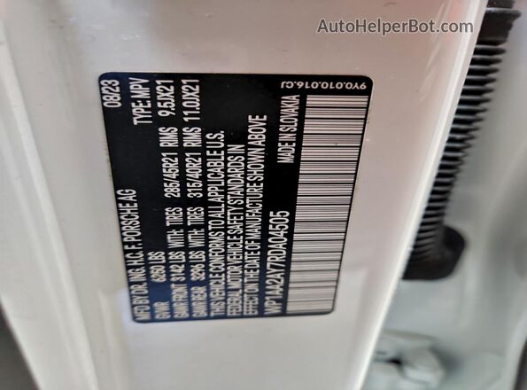 WP1AA2AY7RDA04505 2024 PORSCHE CAYENNE Белый Панорамный вид салона 360°