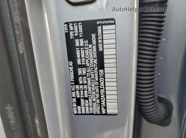 WP1AA2AY8LDA03158 2020 PORSCHE CAYENNE Серебряный Панорамный вид салона 360°