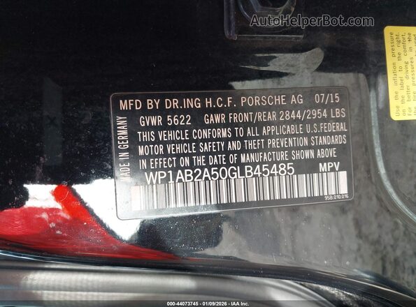 WP1AB2A50GLB45485 2016 PORSCHE MACAN Черный Вид подкапотного пространства