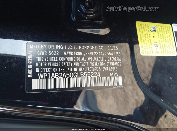 WP1AB2A50GLB55224 2016 PORSCHE MACAN Черный Вид подкапотного пространства