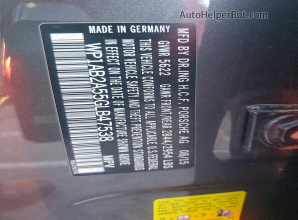 WP1AB2A55GLB47538 2016 PORSCHE MACAN Серый Вид подкапотного пространства